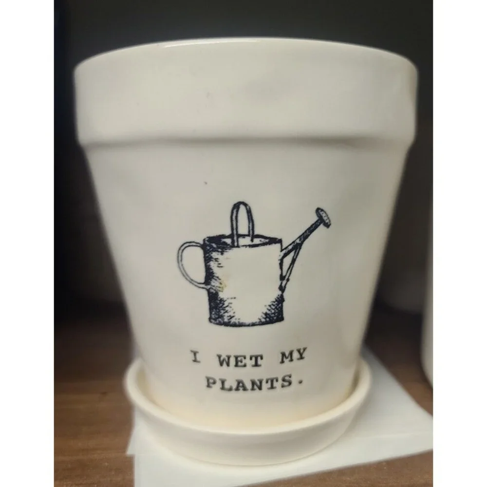 Rae Dunn I Wet My Plants Planter Rare HTF